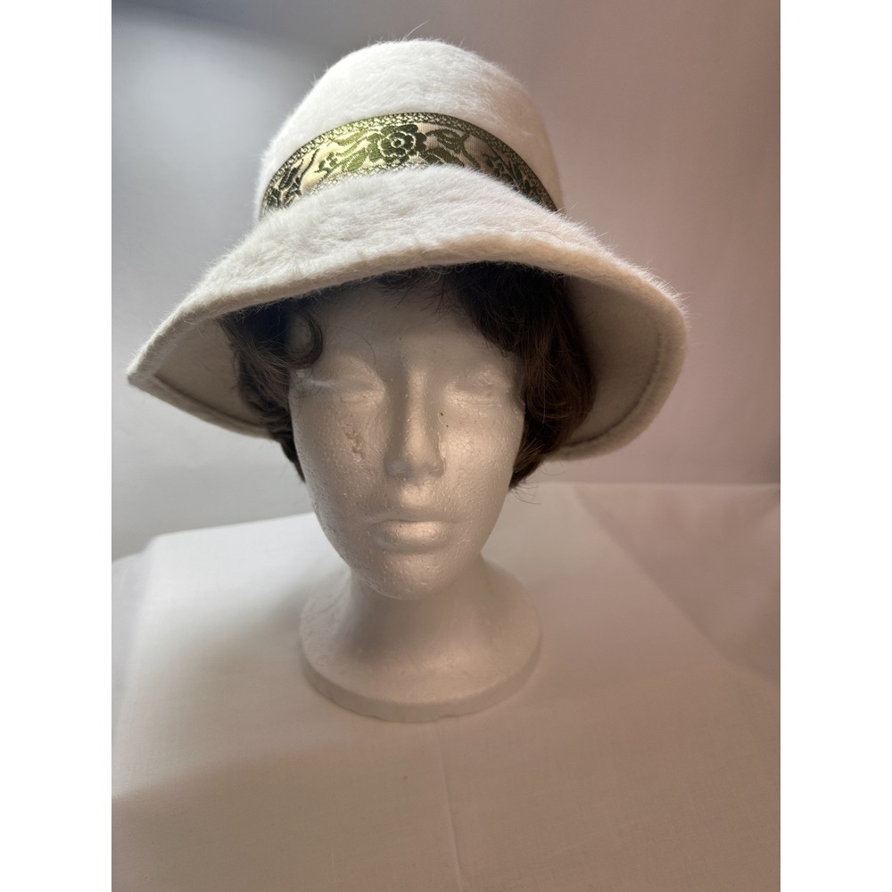 Cloche 1960's Hat Doree Of New York Beige With Gold/black Trim Wool Felt Very Gd - Picture 2 of 15